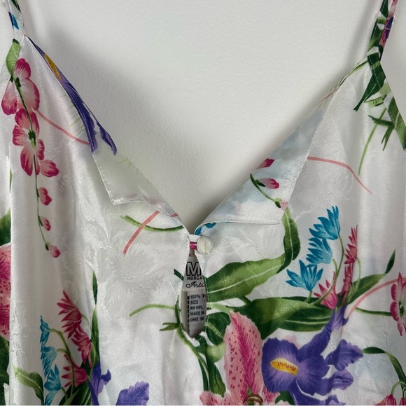 Morgan Taylor Intimates Slip Dress Size Medium White Floral Satin Y2K Girlcore - Picture 3 of 9